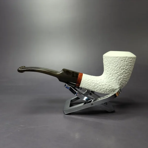 MBSD Meerschaum Deluxe Rusticated Rhodesian Block Meerschaum Pipe, Briar-Mortise, New - Image 3