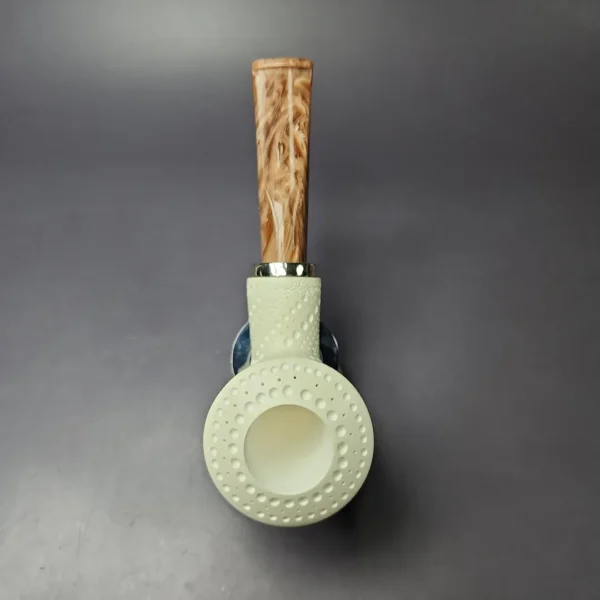 MBSD Meerschaum Silver Lattice Dublin Reverse Calabash Block Meerschaum Pipe, New - Image 7