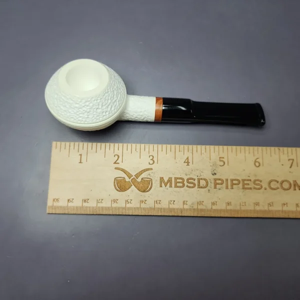 MBSD Meerschaum Deluxe Rusticated Bullcap Block Meerschaum Pipe, Briar-Mortise, New - Image 8