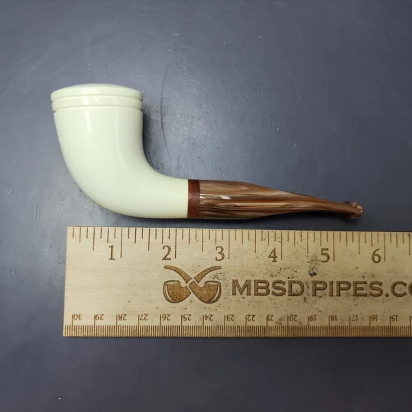 MBSD Meerschaum Deluxe Smooth Horn Block Meerschaum Pipe, Briar-Mortise, New - Image 8