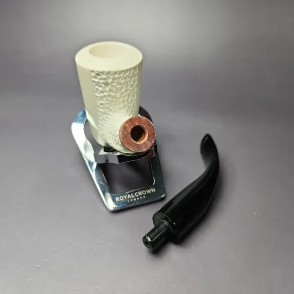 MBSD Meerschaum Deluxe Part Rusticated Cherrywood Block Meerschaum Pipe, Briar-Mortise, New - Image 10