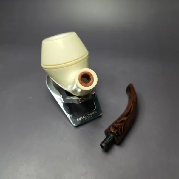 MBSD Meerschaum Deluxe Premier XL Rhodesian Block Meerschaum Pipe, Briar-Mortise - Image 10