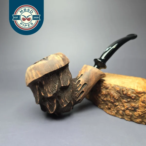 Nording Spruce Matte Partially Rusticated Freehand Estate Briar Pipe, Unsmoked
