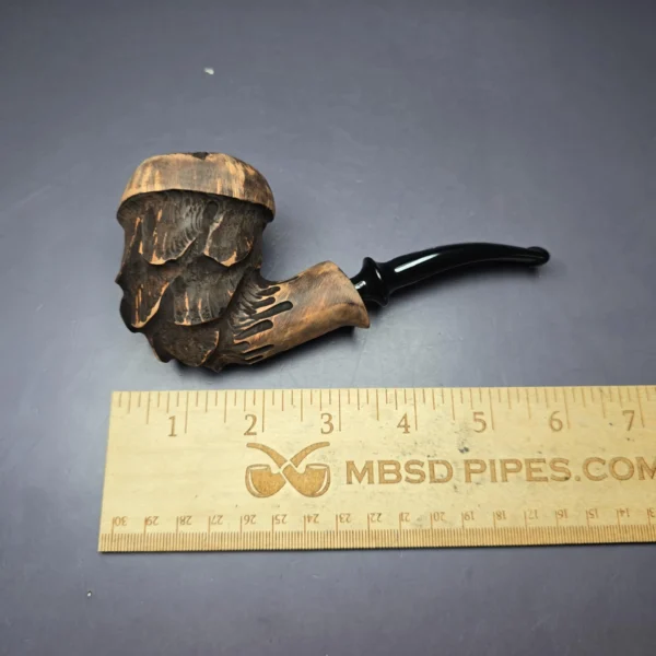Nording Spruce Matte Partially Rusticated Freehand Estate Briar Pipe, Unsmoked - Image 9