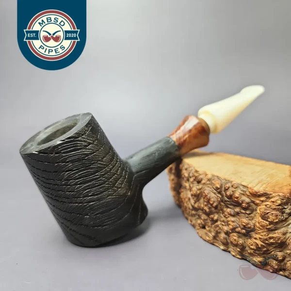 Davorin Denovic Sandblasted Morta Poker w/ Briar Mount Estate Briar Pipe, Other Estates