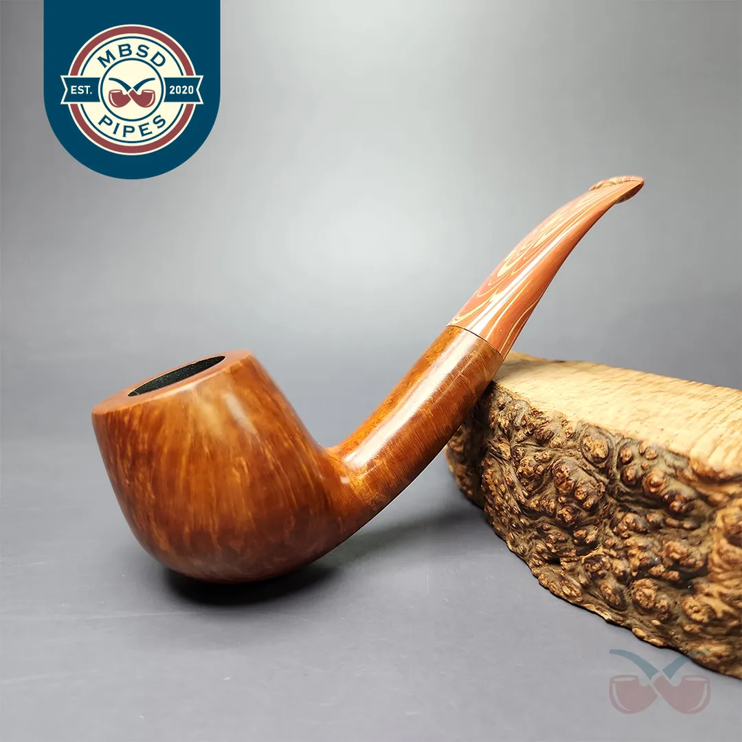 Ian Barnes Smooth Bent Billiard Estate Briar Pipe, Unsmoked