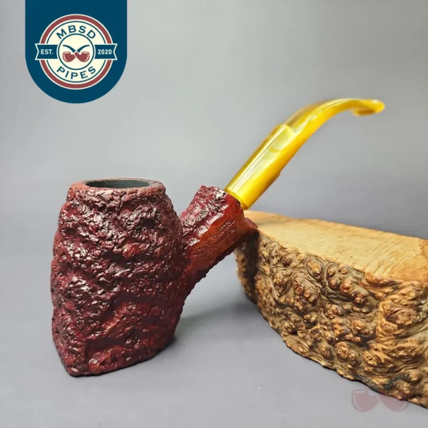 Caminetto Business XL Rusticated Cherrywood Estate Briar Pipe, Italian Estates