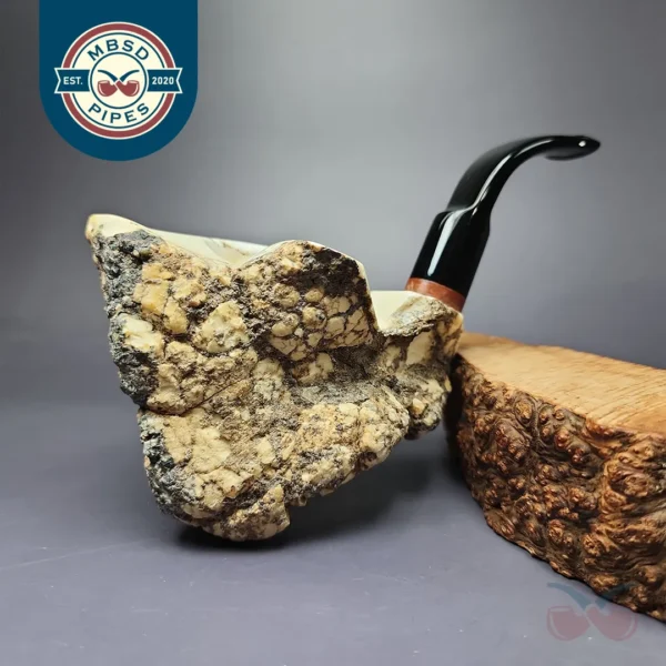 MBSD Meerschaum Deluxe Natural XL Freehand Block Meerschaum Pipe, Briar-Mortise, New
