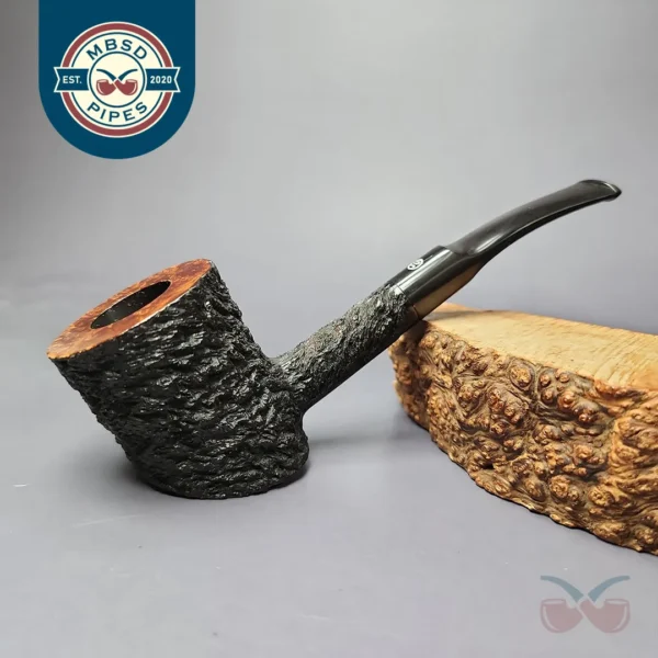James Upshall Bark Group 6 Partially Rusticated Cherrywood Estate Briar Pipe, Unsmoked