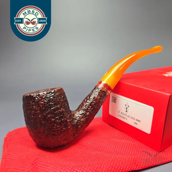 Savinelli Saint Nicholas 2024 606 Sandblasted Estate Briar Pipe Unsmoked, 6mm
