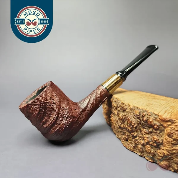 MBSD Briars by Piero Vitale Sandblasted Billiard w/ Zebrawood Briar Pipe, New