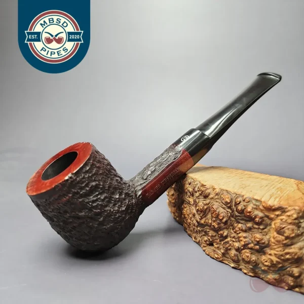 James Upshall Bark Group 5 Partially Rusticated Billiard Estate Briar Pipe, Unsmoked