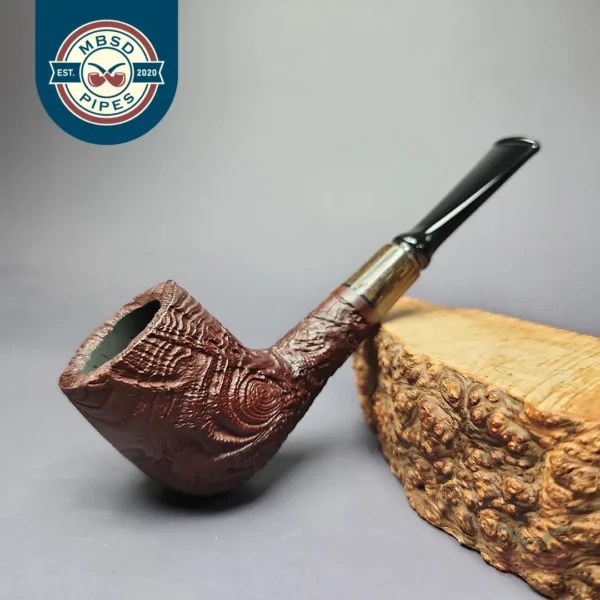 MBSD Briars by Piero Vitale Sandblasted Billiard w/ Zebrawood Briar Pipe, New