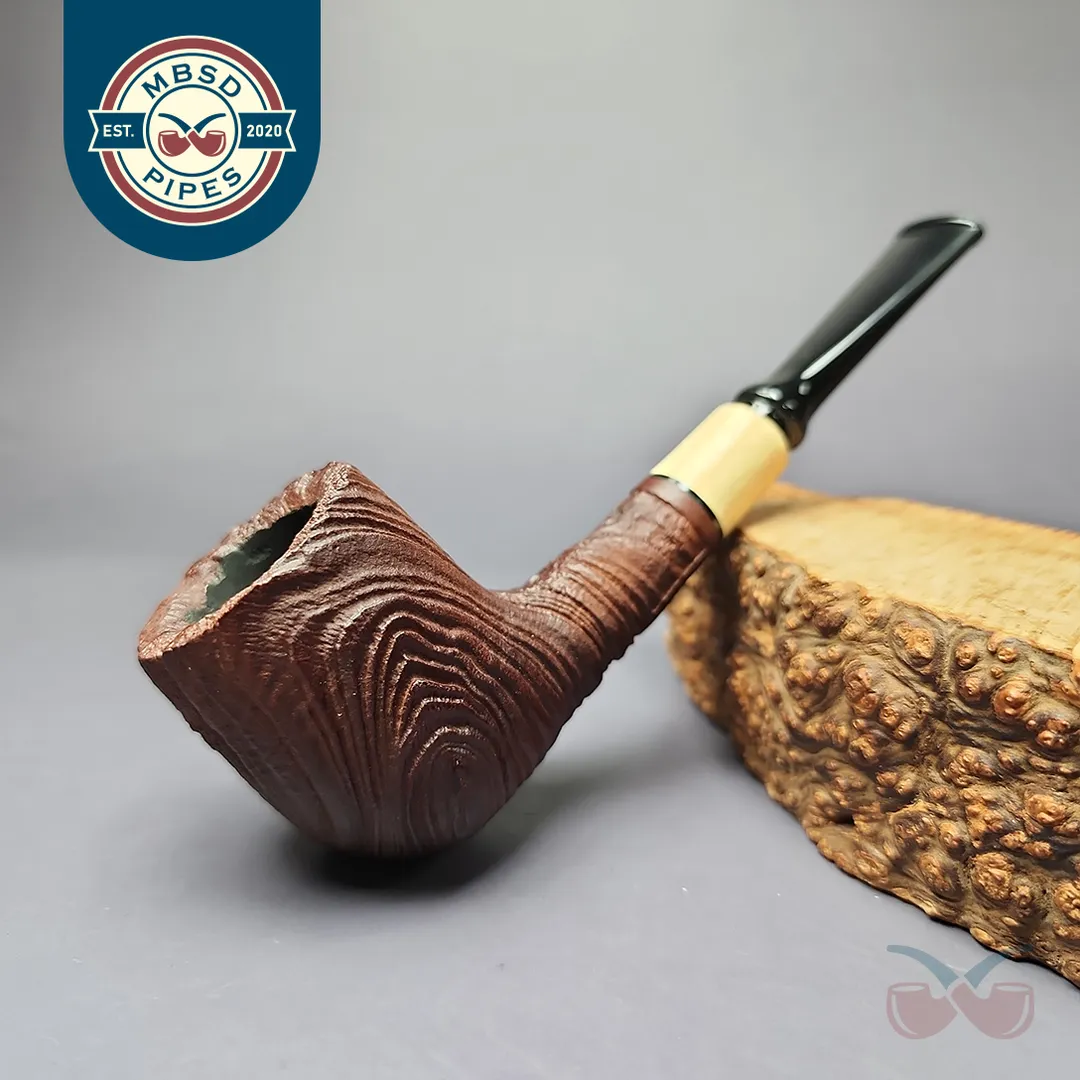 MBSD Briars by Piero Vitale Vintage Sandblasted Billiard w/ Boxwood Briar Pipe, New