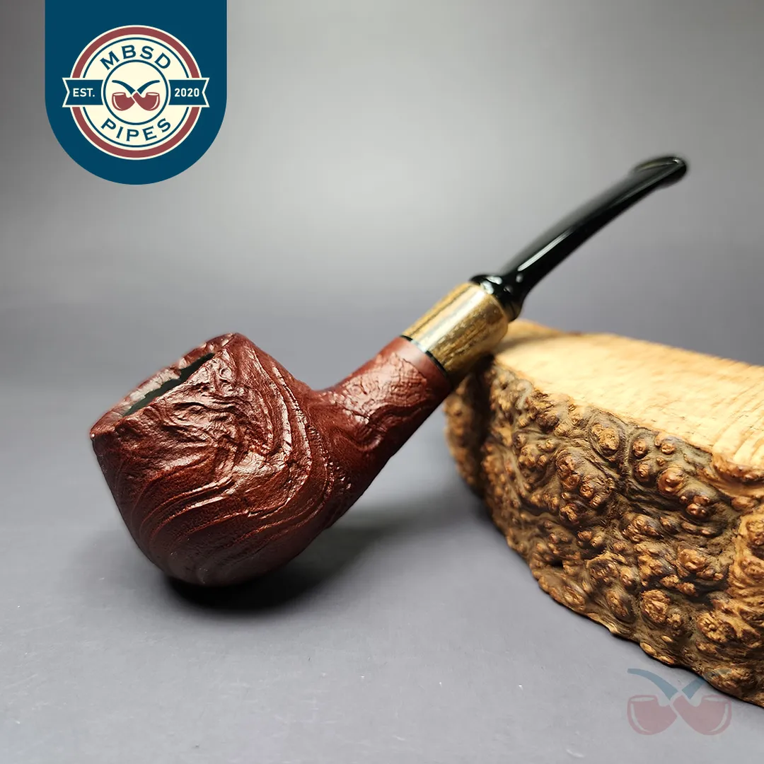 MBSD Briars by Piero Vitale Vintage Sandblasted Author w/ Zebrawood Briar Pipe, New