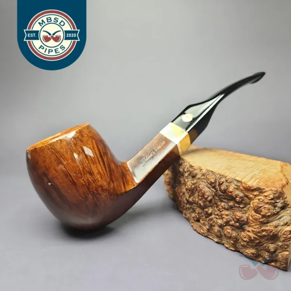 Aldo Velani Ultima Smooth Diamond Shank Billiard Estate Briar Pipe, Italian Estates