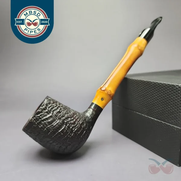 Dunhill 2012 Shell Briar 4103 Sandblasted Billiard w/ Bamboo Estate Briar Pipe, English Estates