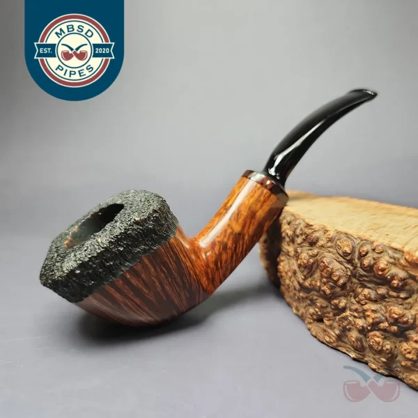 WO Larsen Partially Rusticated Panel Dublin Estate Briar Pipe, Unsmoked