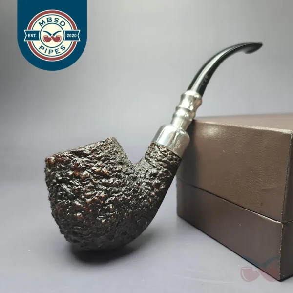 Ferndown Bark Bent Billiard w/ Silver Spigot Estate Briar Pipe, English Estates