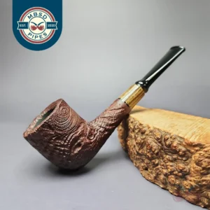 MBSD Briars by Piero Vitale Vintage Sandblasted Billiard w/ Zebrawood Briar Pipe, New