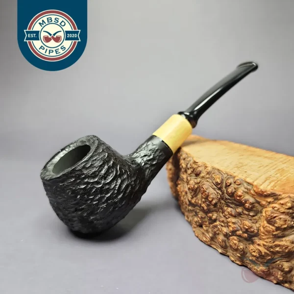 MBSD Briars by Piero Vitale Rusticated Author w/ Olivewood Briar Pipe, New