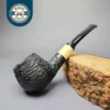 MBSD Briars by Piero Vitale Black Rusticated Author w/ Boxwood Briar Pipe, New