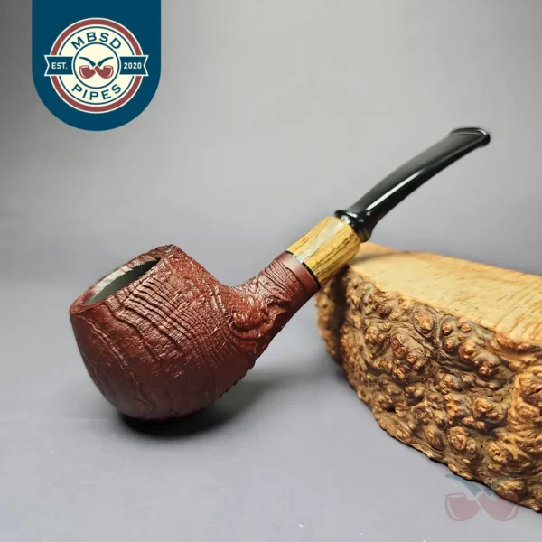 MBSD Briars by Piero Vitale Sandblasted Author w/ Zebrawood Briar Pipe, New