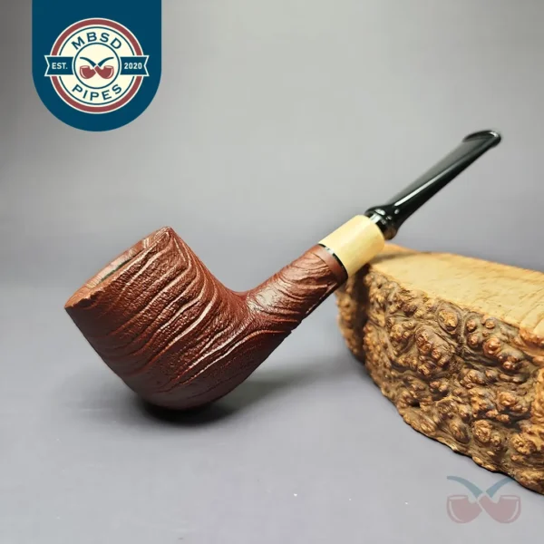 MBSD Briars by Piero Vitale Sandblasted Billiard w/ Olivewood Briar Pipe, New