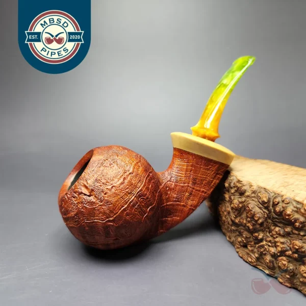 Mina Pipes Sandblasted Blowfish w/ Boxwood Estate Briar Pipe, Unsmoked