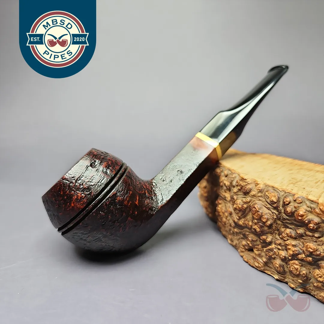Mina Pipes Sandblasted Bulldog w/ Brass Estate Briar Pipe, Unsmoked