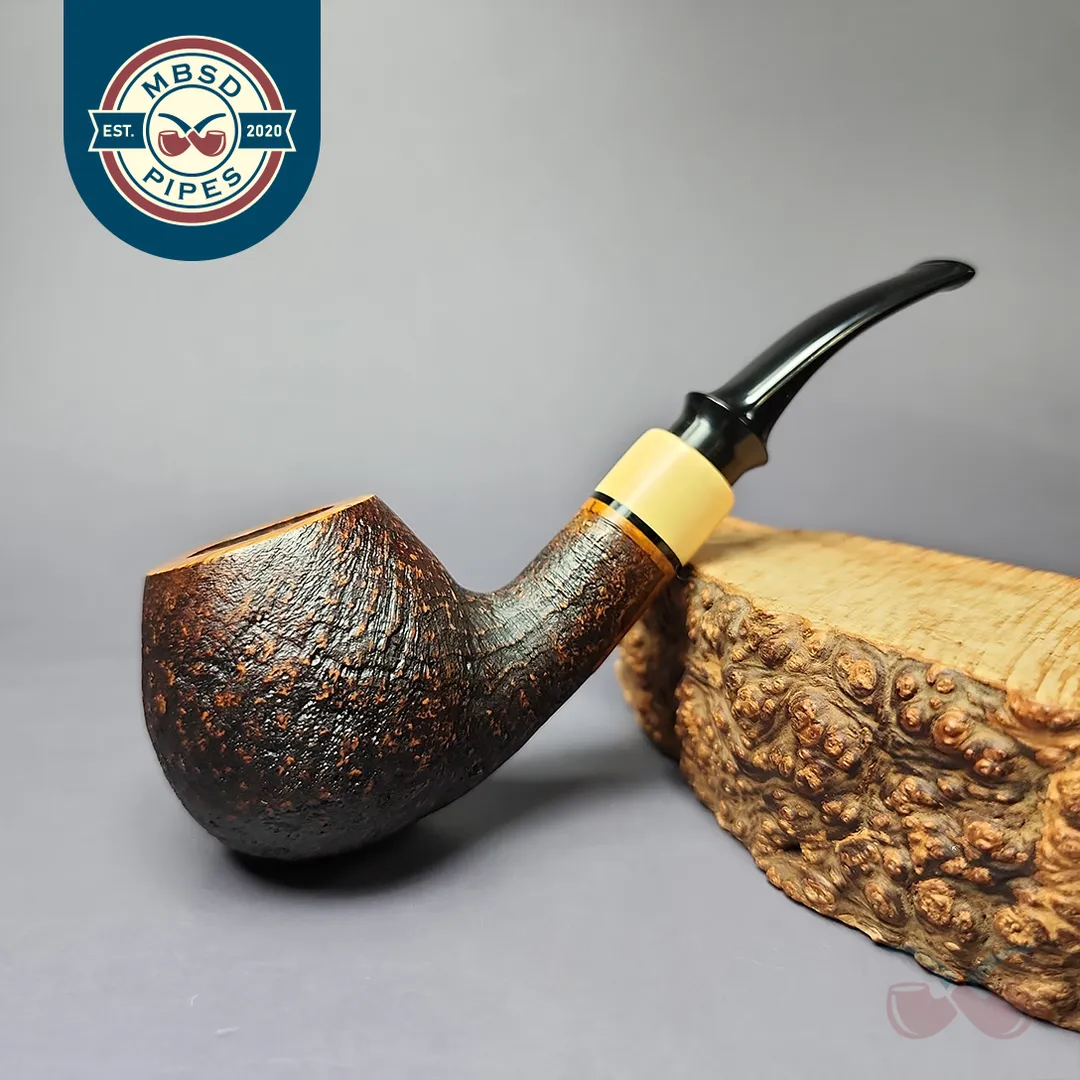 Mina Pipes Sandblasted Apple w/ Boxwood Estate Briar Pipe, Unsmoked