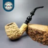 Rustic Army Mount Bent Billiard Estate Block Meerschaum Pipe, Turkish Estates