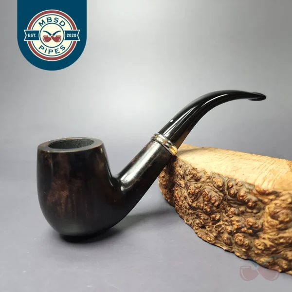 Dunhill 1991 Black Briar 4102 Smooth Bent Billiard w/ Silver Estate Briar Pipe, English Estates