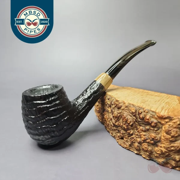 la Biota "Economica" Rusticated Bent Billiard w/ Olivewood Briar Pipe, New