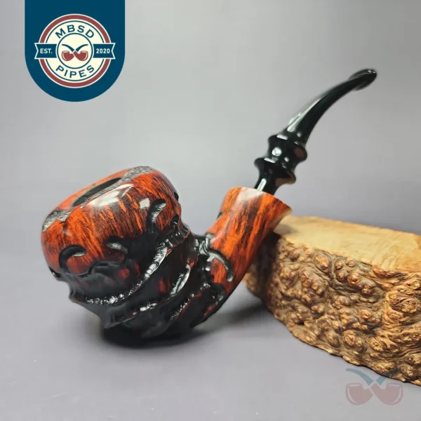 Nording Abstract Partially Rusticated Freehand Estate Briar Pipe, Unsmoked