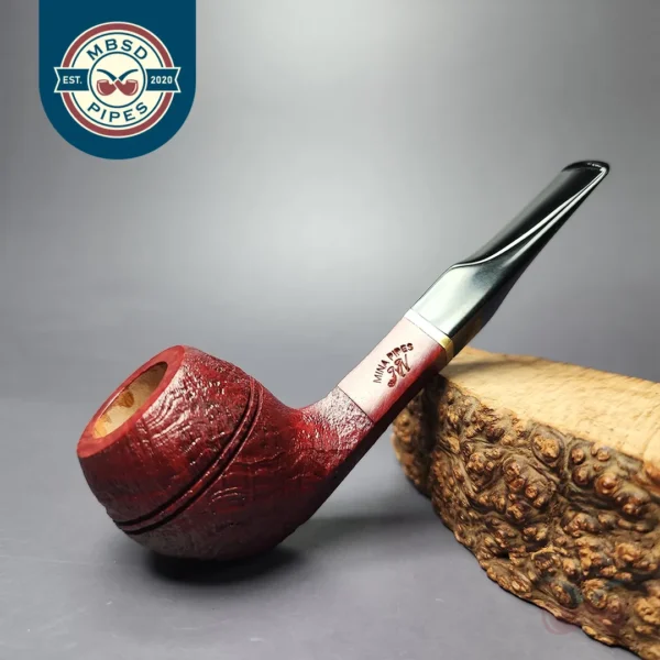 Mina Pipes Sandblasted Bulldog w/ Brass Estate Briar Pipe, Unsmoked