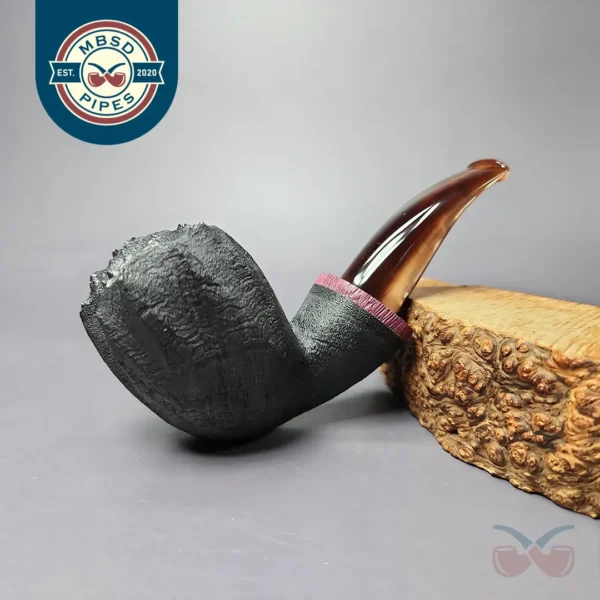 Peter Toth Black-blast Fluted Freehand w/ Purpleheart Handmade Briar Pipe, New