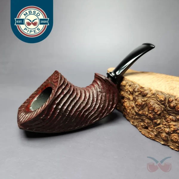 Md. Angga Rusticated Horn w/ Brass Handmade Briar Pipe, New