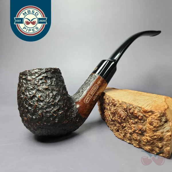 James Upshall Empire Acclaim Magnum Rusticated Bent Billiard Estate Briar Pipe, Unsmoked