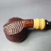 Md. Angga Rusticated Rhodesian w/ Buddha Bamboo Handmade Briar Pipe, New - Image 3