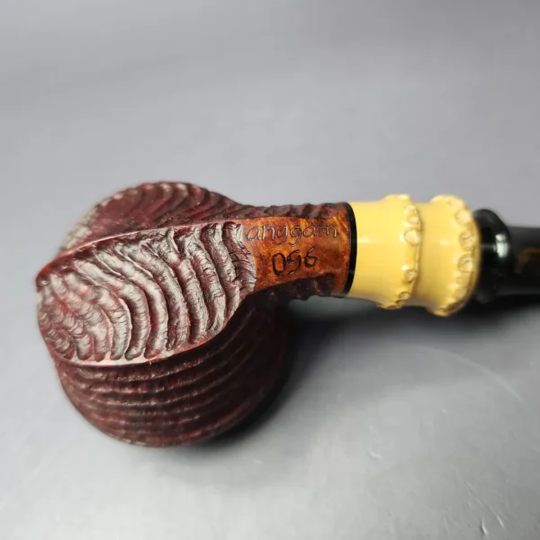 Md. Angga Rusticated Rhodesian w/ Buddha Bamboo Handmade Briar Pipe, New - Image 3