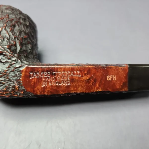 James Upshall Bark Group 6 Rusticated Diamond Shank Estate Briar Pipe, Unsmoked - Image 2