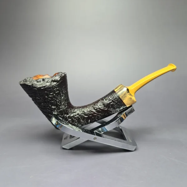 Robertson Pipes Sandblasted Dublin w/ Black & White Ebony Handmade Briar Pipe, New - Image 2