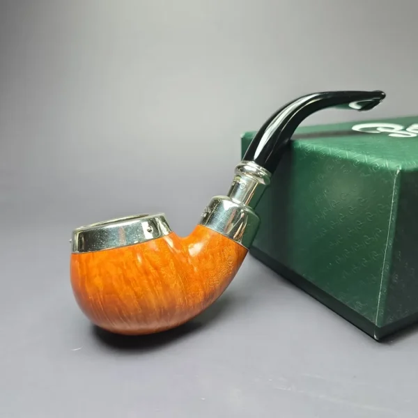 Peterson Natural Spigot w/ Silver Cap 03 Smooth Apple Briar Pipe, New - Image 2