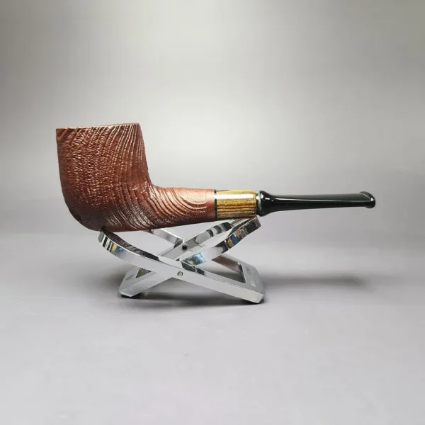 MBSD Briars by Piero Vitale Sandblasted Billiard w/ Zebrawood Briar Pipe, New - Image 2