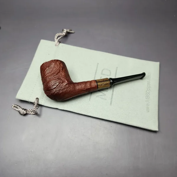 MBSD Briars by Piero Vitale Sandblasted Billiard w/ Zebrawood Briar Pipe, New - Image 2