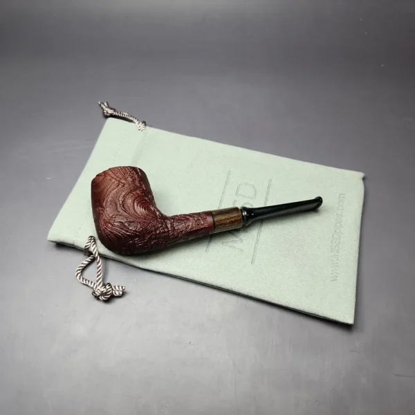 MBSD Briars by Piero Vitale Sandblasted Billiard w/ Zebrawood Briar Pipe, New - Image 2