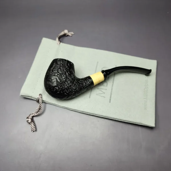 MBSD Briars by Piero Vitale Sandblasted Brandy w/ Olivewood Briar Pipe, New - Image 2