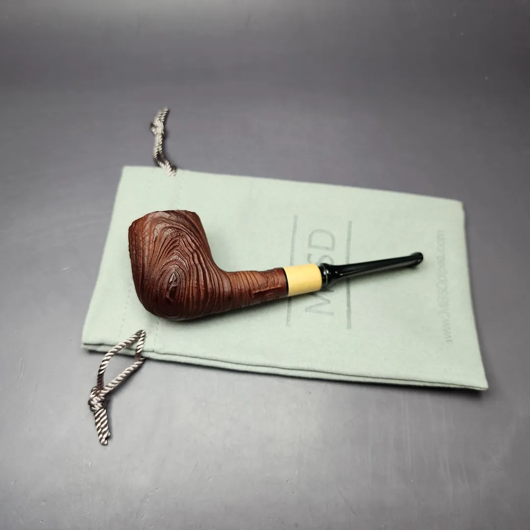 MBSD Briars by Piero Vitale Vintage Sandblasted Billiard w/ Boxwood Briar Pipe, New - Image 2