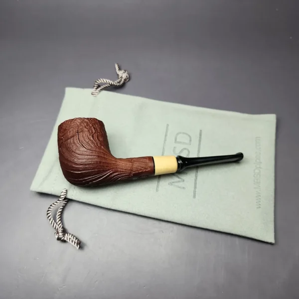 MBSD Briars by Piero Vitale Sandblasted Billiard w/ Olivewood Briar Pipe, New - Image 2